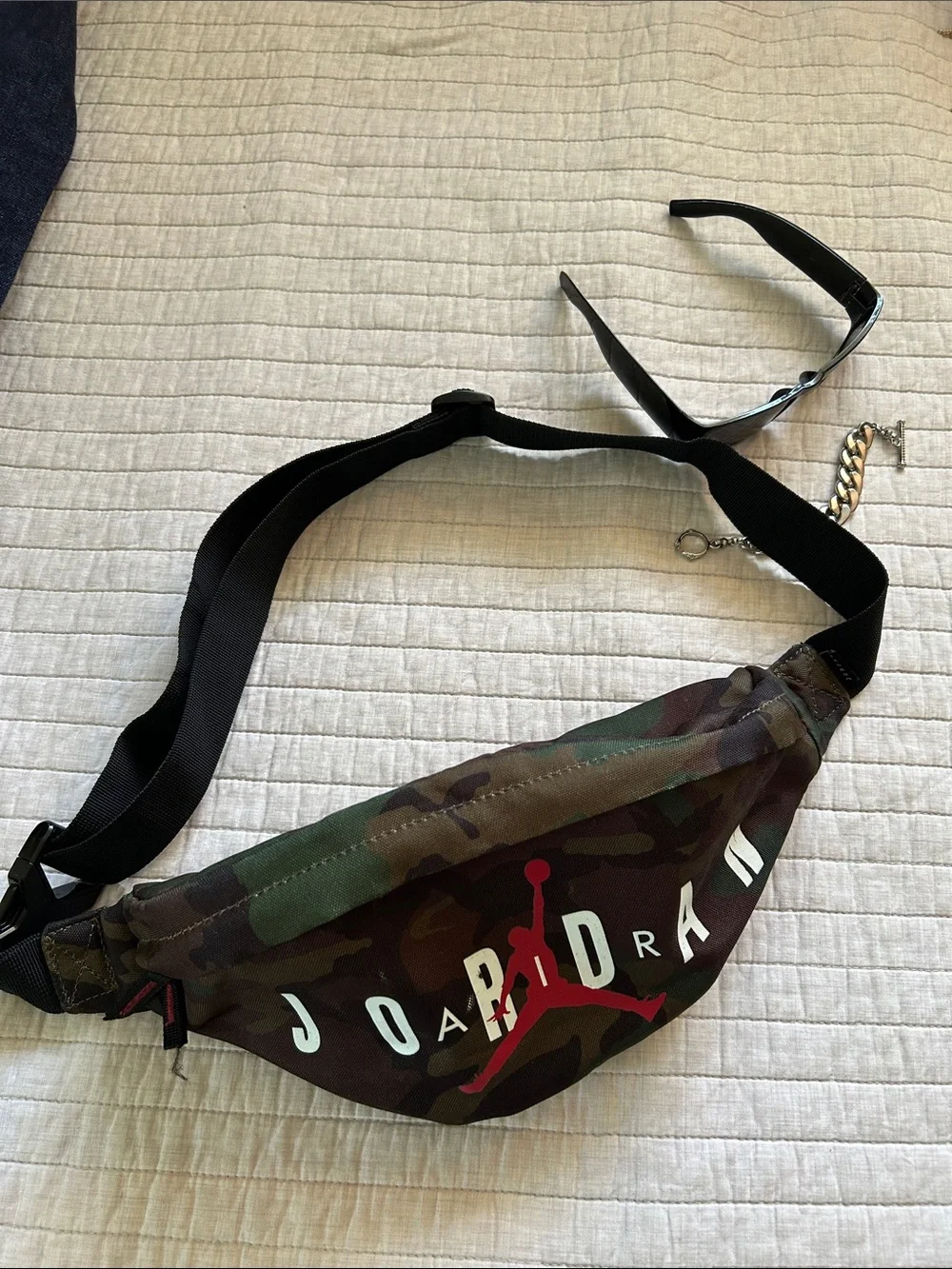 Jordan camo fanny pack, travel, safety streetwear bag unisex